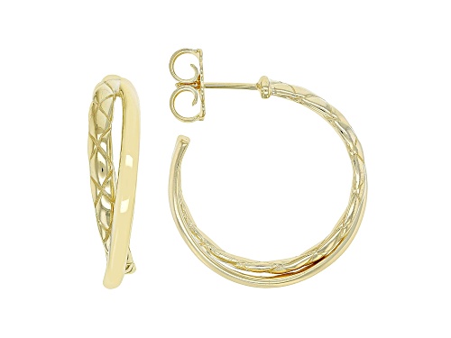 Judith Ripka 14k Gold Clad Textured Double Hoop Earrings