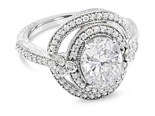 Judith Ripka 3.22ct Oval and 0.69ctw Round  Bella Luce Rhodium Over Sterling Silver Ring - Size 11