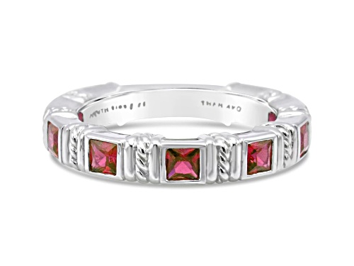 Judith Ripka Lab Created Ruby Rhodium Over Sterling Silver Band Ring 0.98ctw - Size 5