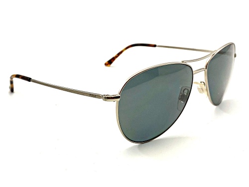 Ralph Lauren Matte Silver/Green Aviator Sunglasses