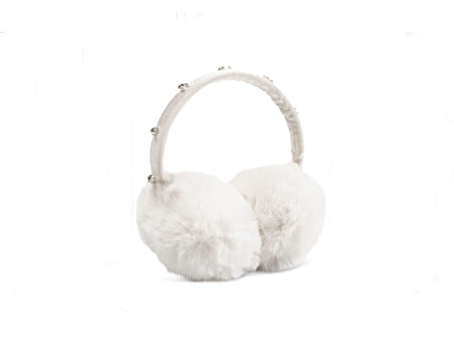 INC International Concepts Ivory Faux Fur Earmuffs with Rhinestones