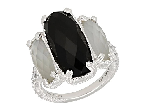 Judith Ripka 9.36ctw Multi-Gemstone Rhodium Over Sterling Silver Ring - Size 5
