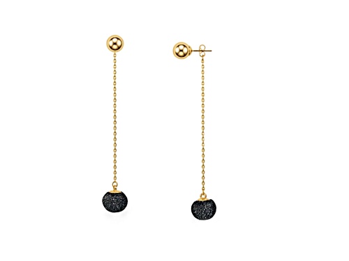 Rebecca Minkoff High Shine Pompom Threader Gold Tone Earrings