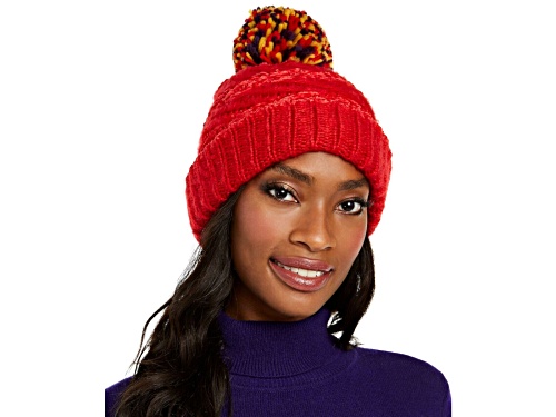 Photo of INC International Concepts Red Chenille Pom Pom Hat