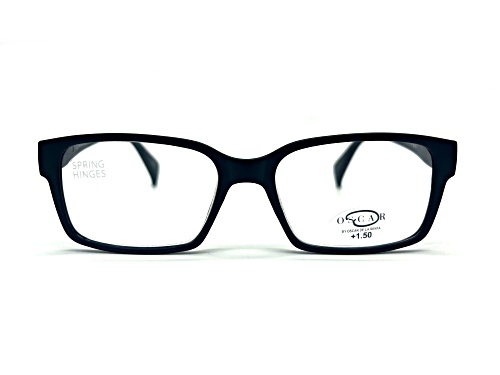OSCAR Optix by OSCAR de la Renta Men's Black Rectangular Eyeglasses Readers +2.00