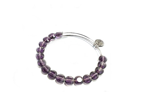 Alex and Ani Amethyst Luxe Single Silver Tone Bracelet - Size 7