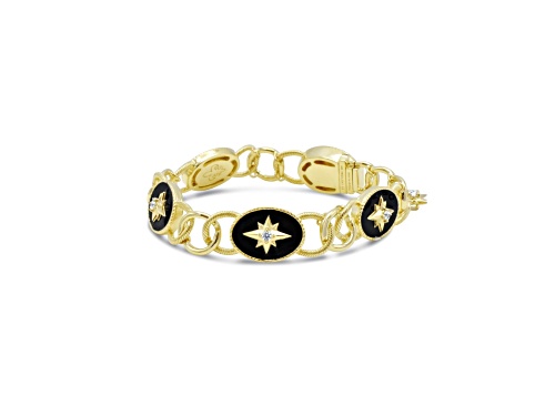 Judith Ripka 0.78ctw Bella Luce and Black Enamel 14K Gold Clad Bracelet - Size 8