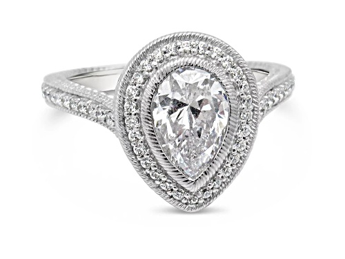 Judith Ripka 2.87ctw Pear and Round Bella Luce Diamond Simulant Rhodium Over Sterling Silver Ring - Size 11