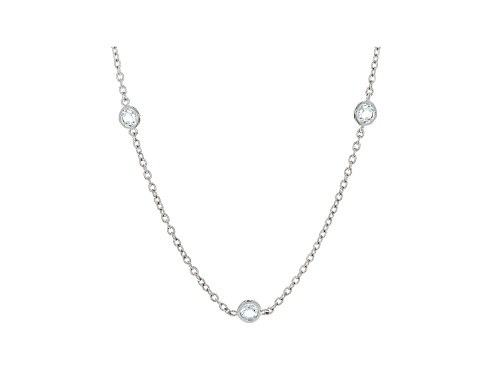 Judith Ripka 0.6ctw Round Blue Topaz Rhodium over Sterling Silver 3-Station Necklace - Size 18