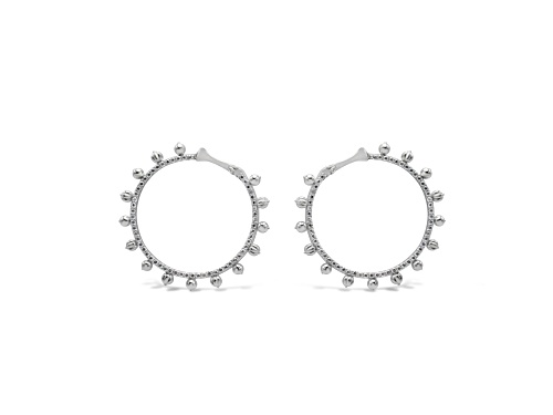 Judith Ripka 1.94ctw Bella Luce Diamond Simulant Rhodium Over Sterling Silver Hoop Earrings
