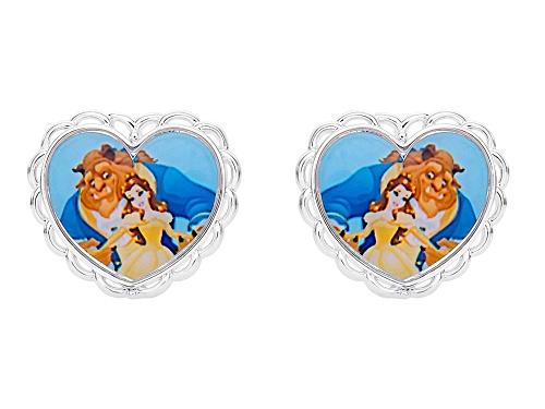 Disney Princess Beauty and the Beast Silver Heart Earrings