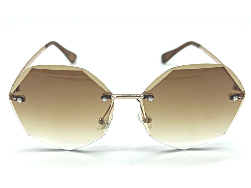 BCBG Gold Tone/Brown Octagon Round Sunglasses