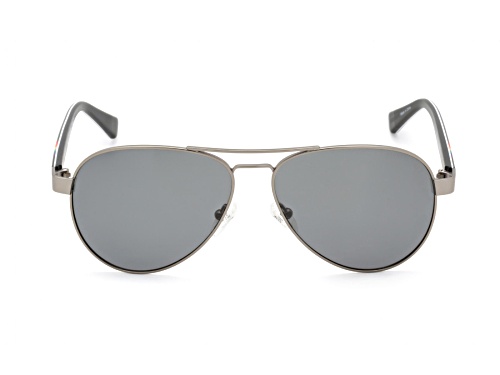 Kenneth Cole Matte Gunmetal/Gray Polarized Aviator Sunglasses