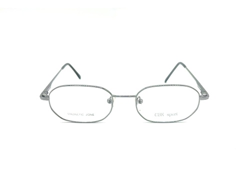 Caroline B.K. Silver Tone Eyeglasses Frame /Clear Lenses with Magnetic Gray Sunglasses Attachment
