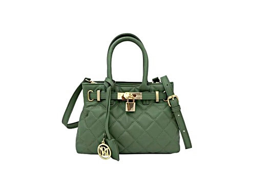 Badgley Mischka Medium Size Diamond Quilted Tote in Chive. Model # BM-4160-CHI