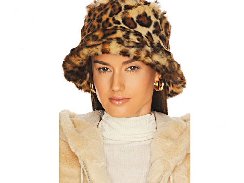 Nine West Faux Fur Animal Print Hat