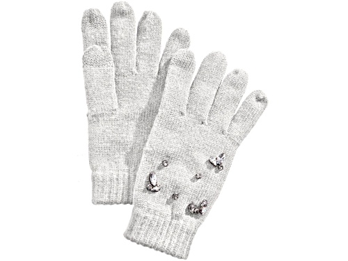 INC International Concepts White Rhinestone Touchscreen Gloves