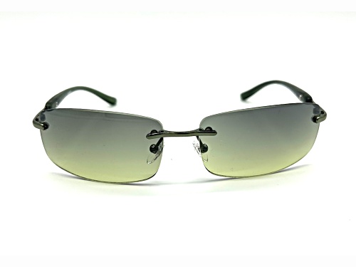 Caroline B.K. Green Rimless Wrap Around Frame / Green Lenses Sunglasses