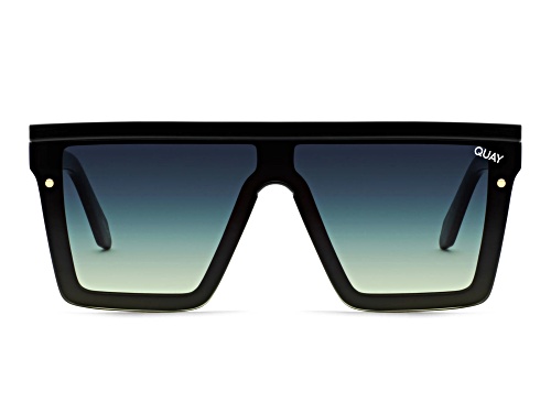 QUAY Hindsight Shield Black Frame / Smoke Green Lenses Sunglasses