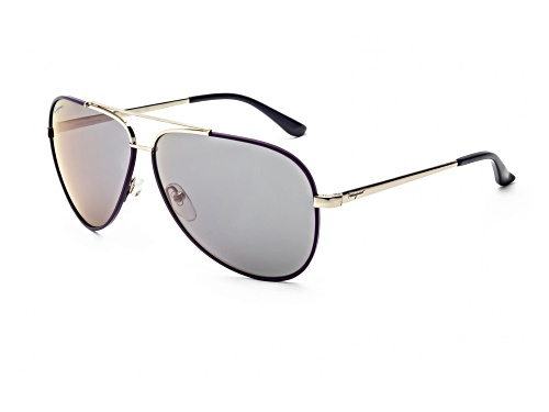 Salvatore Ferragamo Men's Shiny Light Gold Aviator Frame / Purple Lenses Sunglasses