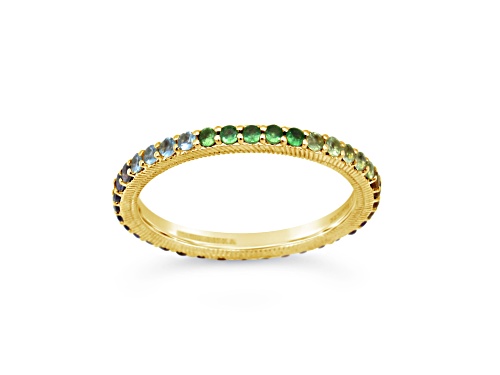 Judith Ripka 0.6ctw Round Multi Gemstone 14K Gold Clad Ring - Size 5