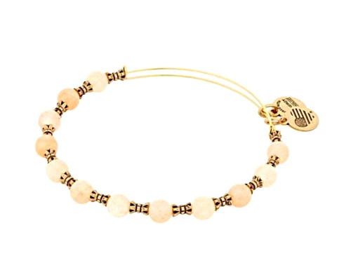 Alex and Ani Harbor Shore White and Gold Tone Beads Rafaelian Gold Bracelet - Size 7