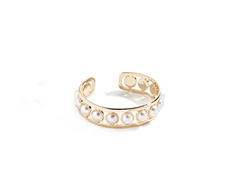 Photo of Rebecca Minkoff Gold Tone and Faux Floating Pearl Cuff Bracelet - Size 7