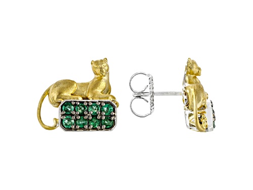 0.77ctw Grizzly Emerald Rhodium & 24K Gold Over Palladium Sterling Silver Earrings