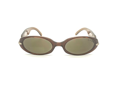 Caroline B.K. Caramel Brown w Metal Accent Oval Frame / Brown Gray Lenses Sunglasses