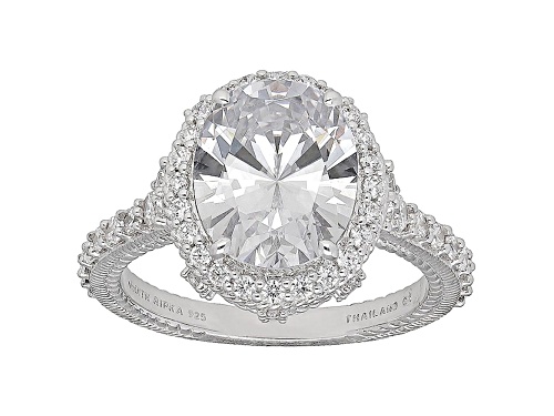 Judith Ripka 7.53ctw Oval and Round Bella Luce Diamond Simulant Rhodium Over Sterling Ring - Size 11