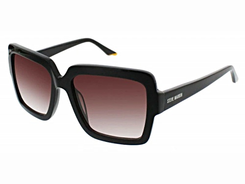 Steve Madden INSPIREDD Glossy Black Square Frame / Amber Gradient Lenses Sunglasses