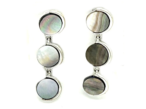 the sak Silver Black Mop Mother of Pearl Inlay Drop Earrings