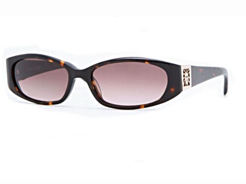 Anne Klein Brown and Ivory Oval Frame / Brown Gradient Lenses Sunglasses