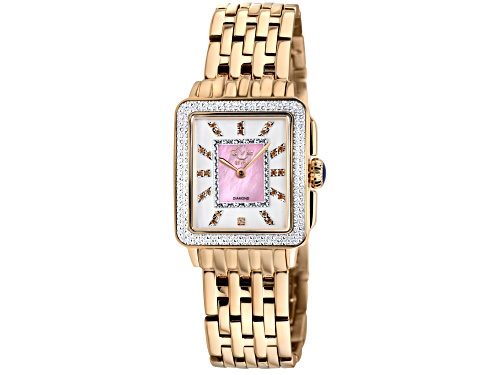 GV2 Padova White Dial with Pink Accent Rose Stainless Steel Bracelet Watch