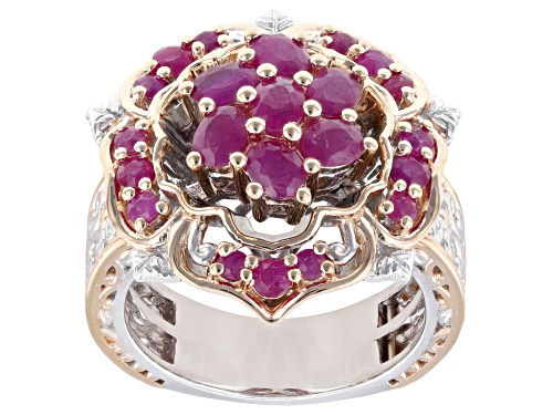 2.50ctw Ruby Rhodium & 18k Rose Gold Over Palladium Sterling Silver Ring - Size 7