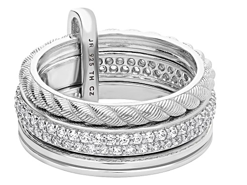 Judith Ripka 1.28ctw Bella Luce® Diamond Simulant Rhodium Over Sterling Silver Textured Band Ring - Size 5