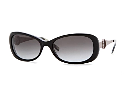Anne Klein Black and Gun Metal Oval Frame / Gray Gradient Lenses Sunglasses