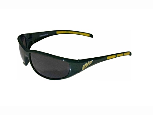 MLB Oakland Athletics with 3 Dot Accent Wrap Around Frame / Gray Lenses Sunglasses