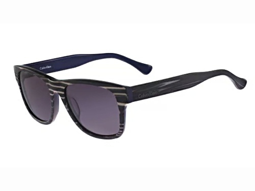 Calvin Klein Blue Wood Square Frame / Blue Lenses Sunglasses