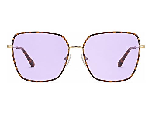 BCBG Brown Tortoise Square Frame / Purple Lenses Sunglasses