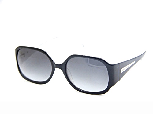 Adrienne Vittadani Black and White Square Frame / Gray Lenses Sunglasses