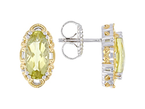 3.83ctw Oval Ouro Verde Rhodium & 24K Yellow Gold Over Palladium Sterling Silver Earrings