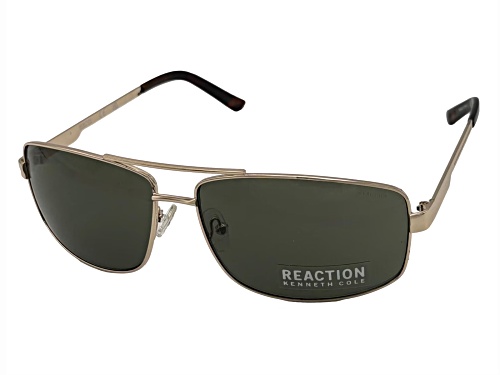 Kenneth Cole Men's Gold Rectangle Frame / Green Lenses Sunglasses