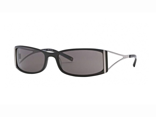 Anne Klein Black and Silver Tone Rectangular Frame / Gray Lenses Sunglasses