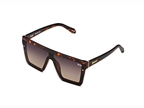 QUAY Hindsight Shield Tortoise Gold Frame / Smoke Taupe Lenses Sunglasses