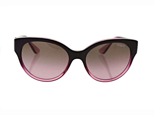 Vogue Translucent Rasberry Round Frame / Gray Gradient Lenses Sunglasses