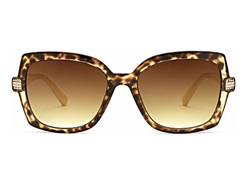 BEBE Cream Tortoise Square Frame / Brown Gradient Lenses Sunglasses