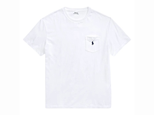 Polo by Ralph Lauren Men's White Crew Neck T-Shirt with Logo on Pocket Size Medium