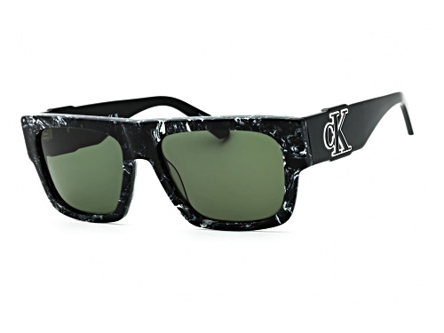 Calvin Klein Men's Black Rectangular Frame / Violet Lenses Sunglasses