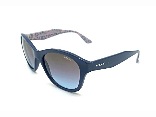 Vogue Black and Purple with Paisley Print Accetn Cat Eye Frame / Gray Polarized Lenses Sunglasses